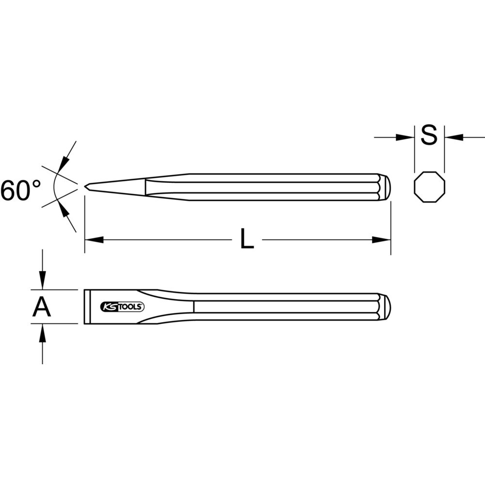 Produktabbildung: KS TOOLS Elektrikermeißel, 4-kant, 10x250mm