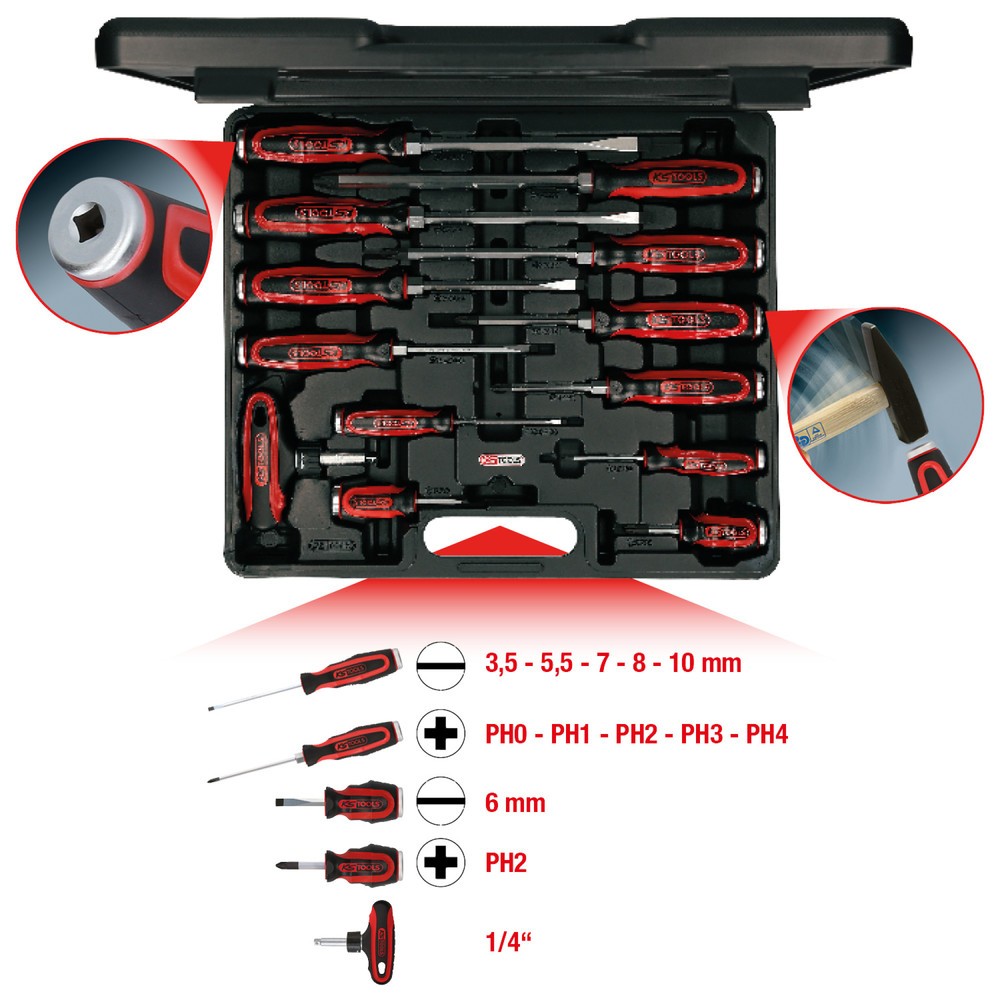 KS TOOLS ERGOTORQUE®max Schlagkappen-Schraubendreher-Satz, 13-tlg