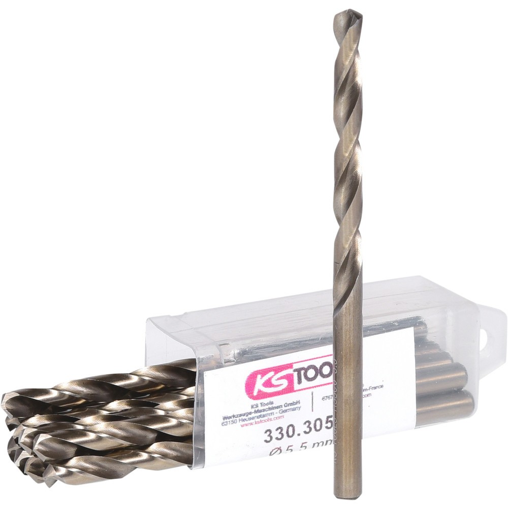 KS TOOLS HSS-G Co 5 Spiralbohrer, 5,5mm, 10er Pack