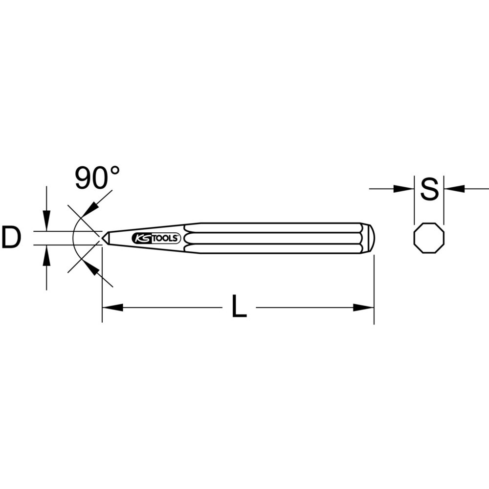 KS TOOLS Körner, 8-kant, Ø 5mm, 150mm