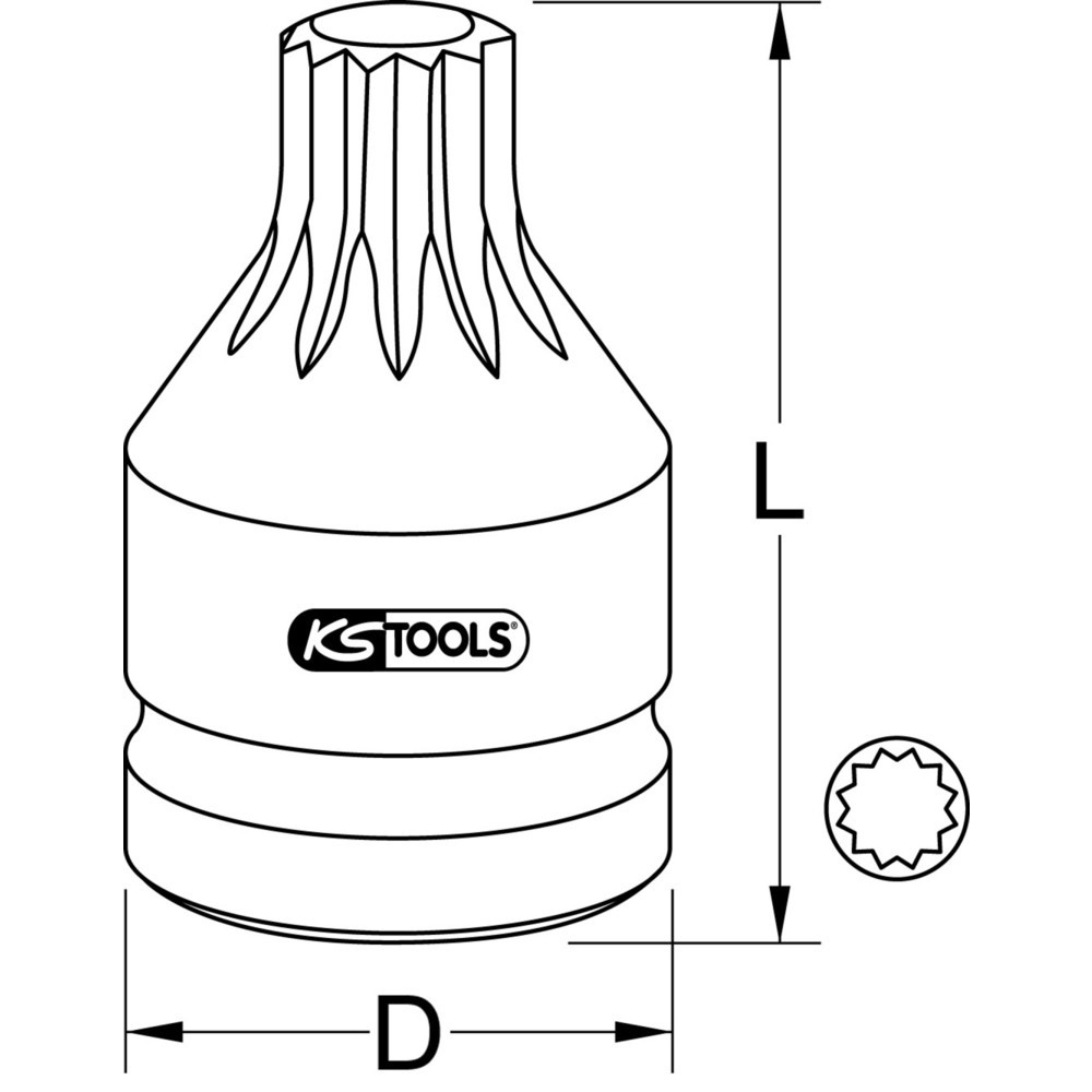 KS TOOLS 3/4" Kraft-Bit-Stecknuss Vielzahn mit Bohrung, kurz, M16