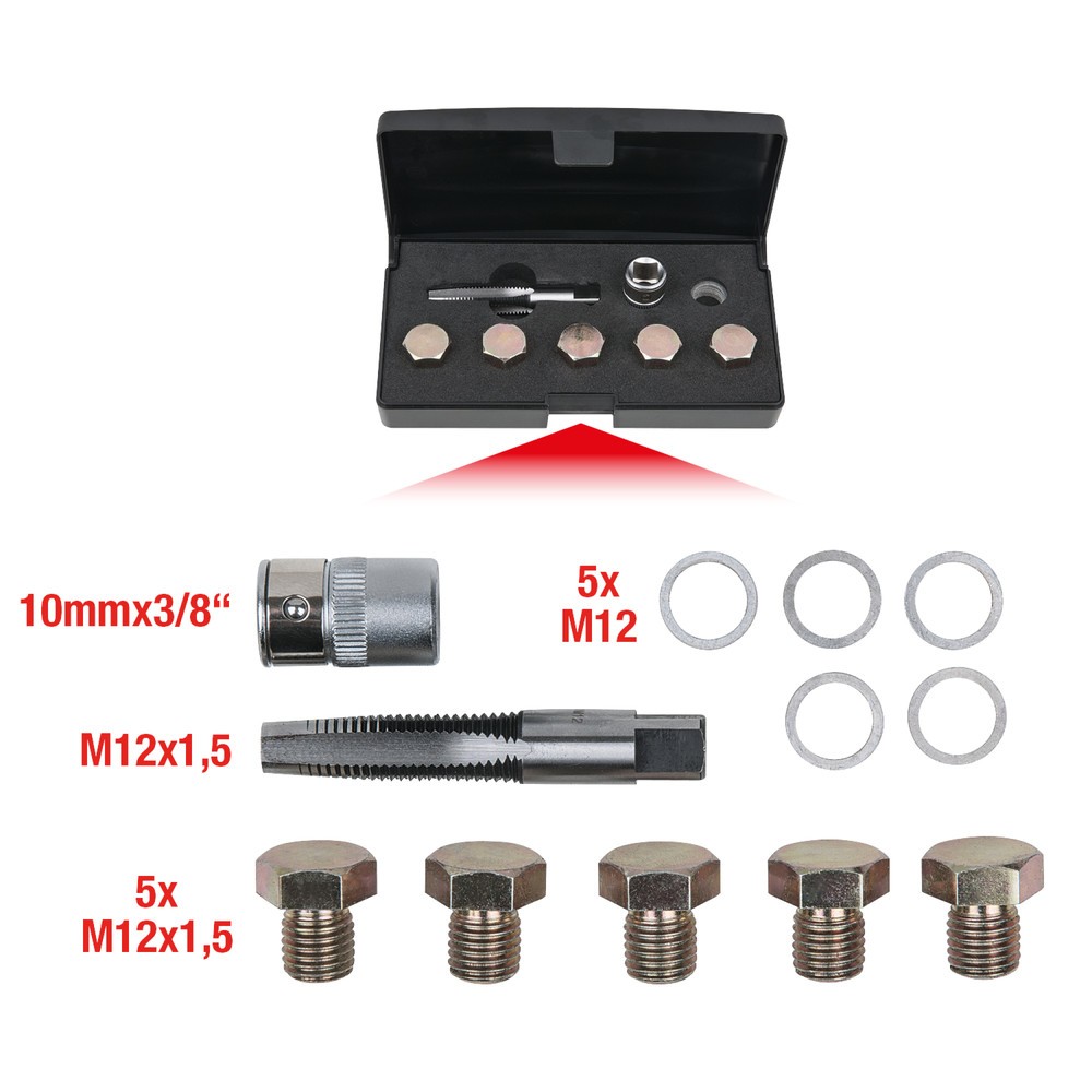 Produktabbildung Nr. 4: KS TOOLS Ölablassschrauben-Gewindereparatur-Satz, 12-tlg M12 x 1,5