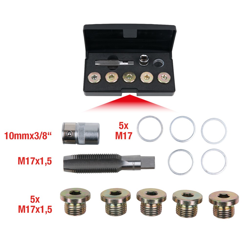 Produktabbildung Nr. 4: KS TOOLS Ölablassschrauben-Gewindereparatur-Satz, 12-tlg M17 x 1,5