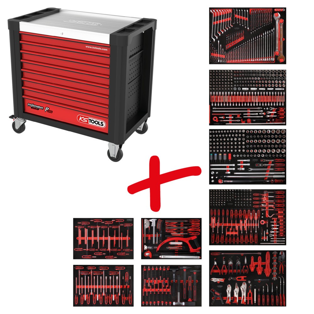 Produktabbildung: KS TOOLS Performanceplus Werkstattwagen-Satz P30 mit 706 Werkzeugen für 7 Schubladen