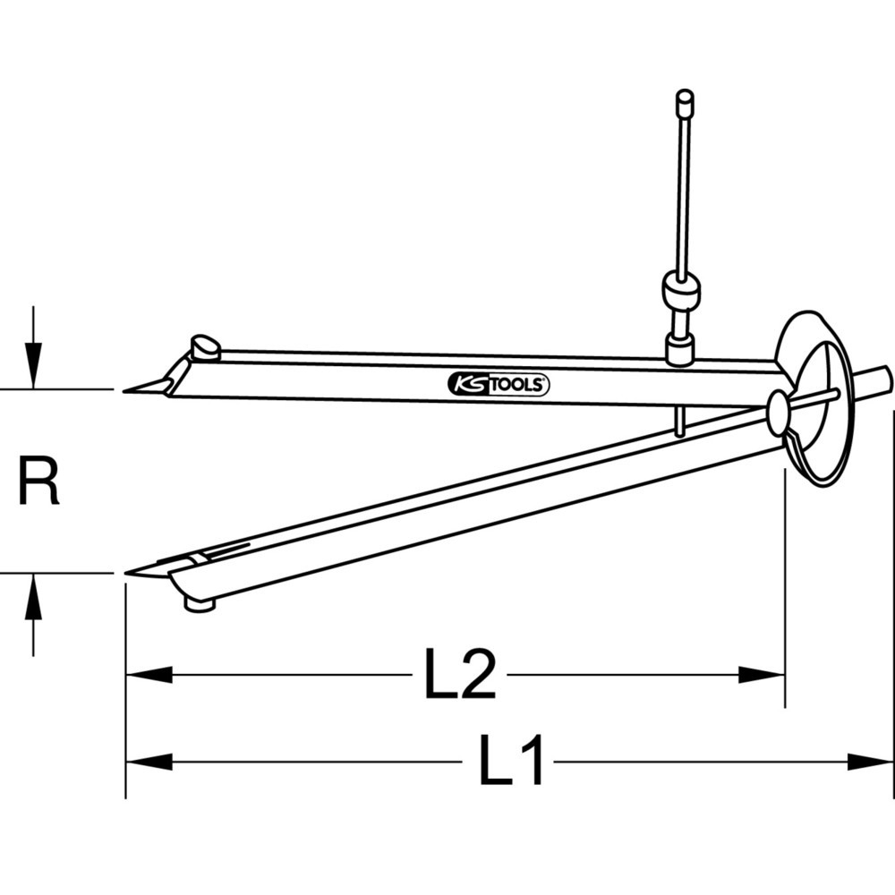 KS TOOLS Präzisions-Feder-Spitzzirkel mit auswechselbaren Spitzen, 240mm