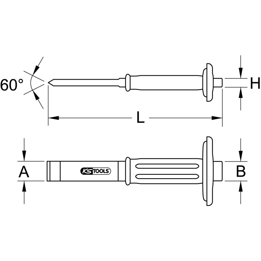 Produktabbildung: KS TOOLS Schlitzmeissel mit Handschutzgriff, 240mm