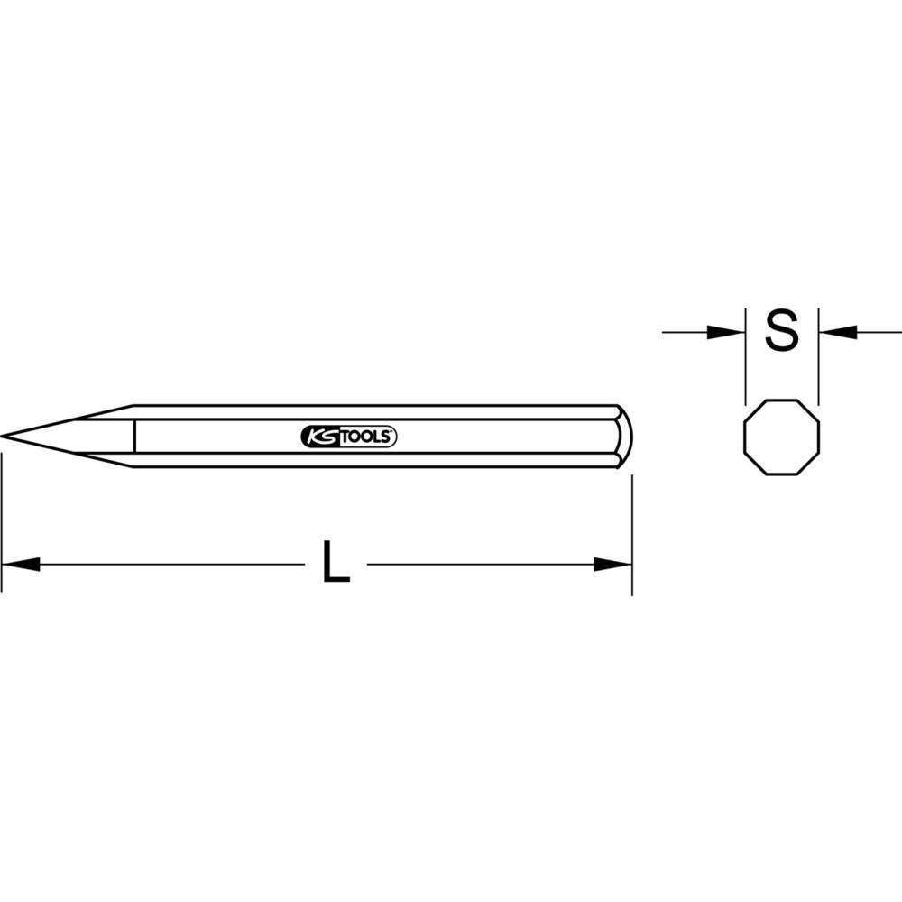 Produktabbildung: KS TOOLS Spitzmeißel, 8-kant, 16x200mm