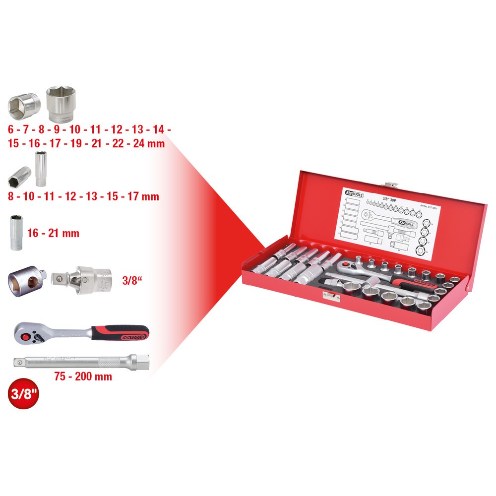 KS TOOLS 3/8" Steckschlüssel-Satz, 30-tlg