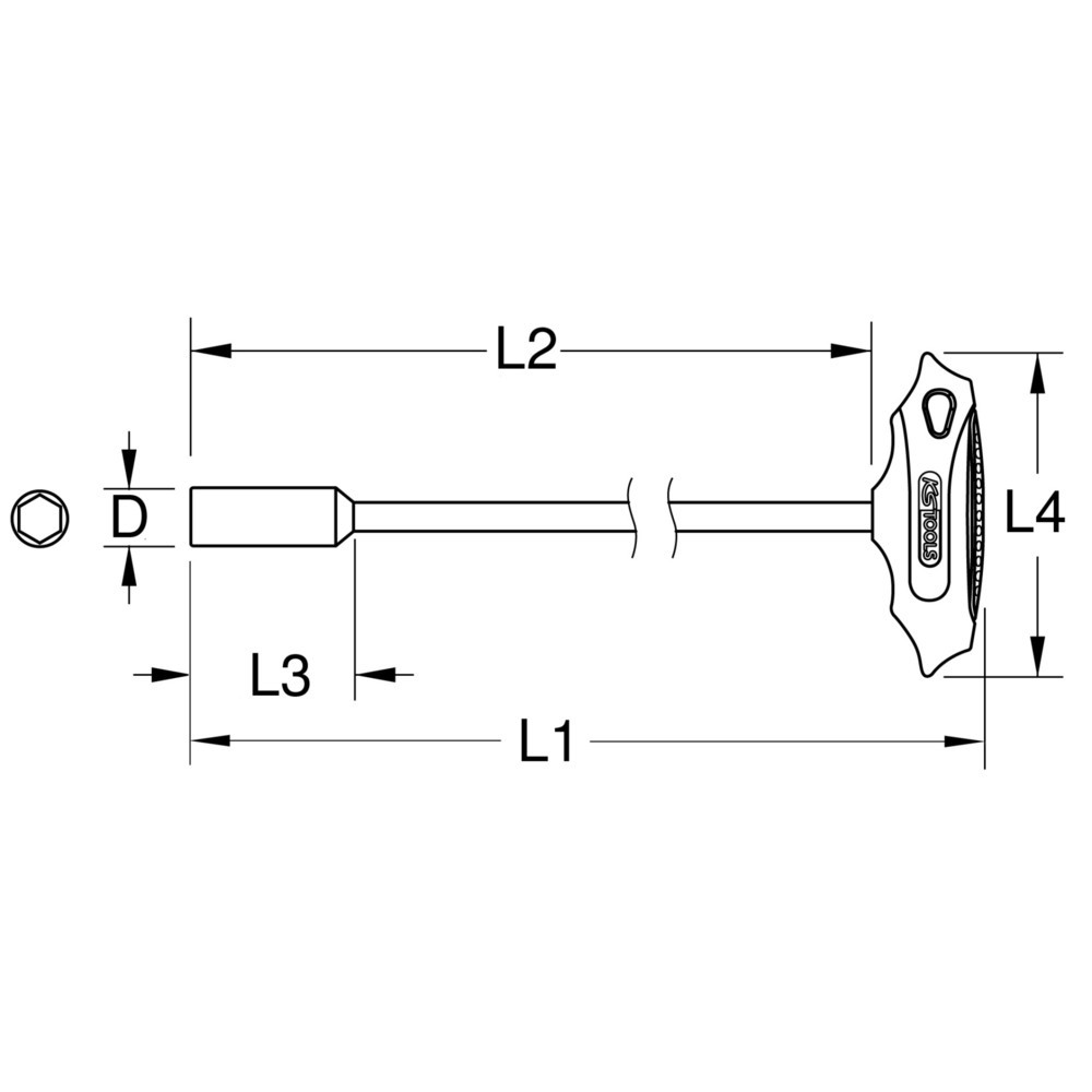 KS TOOLS T-Griff-Nuss-Schraubendreher, lang, 13mm