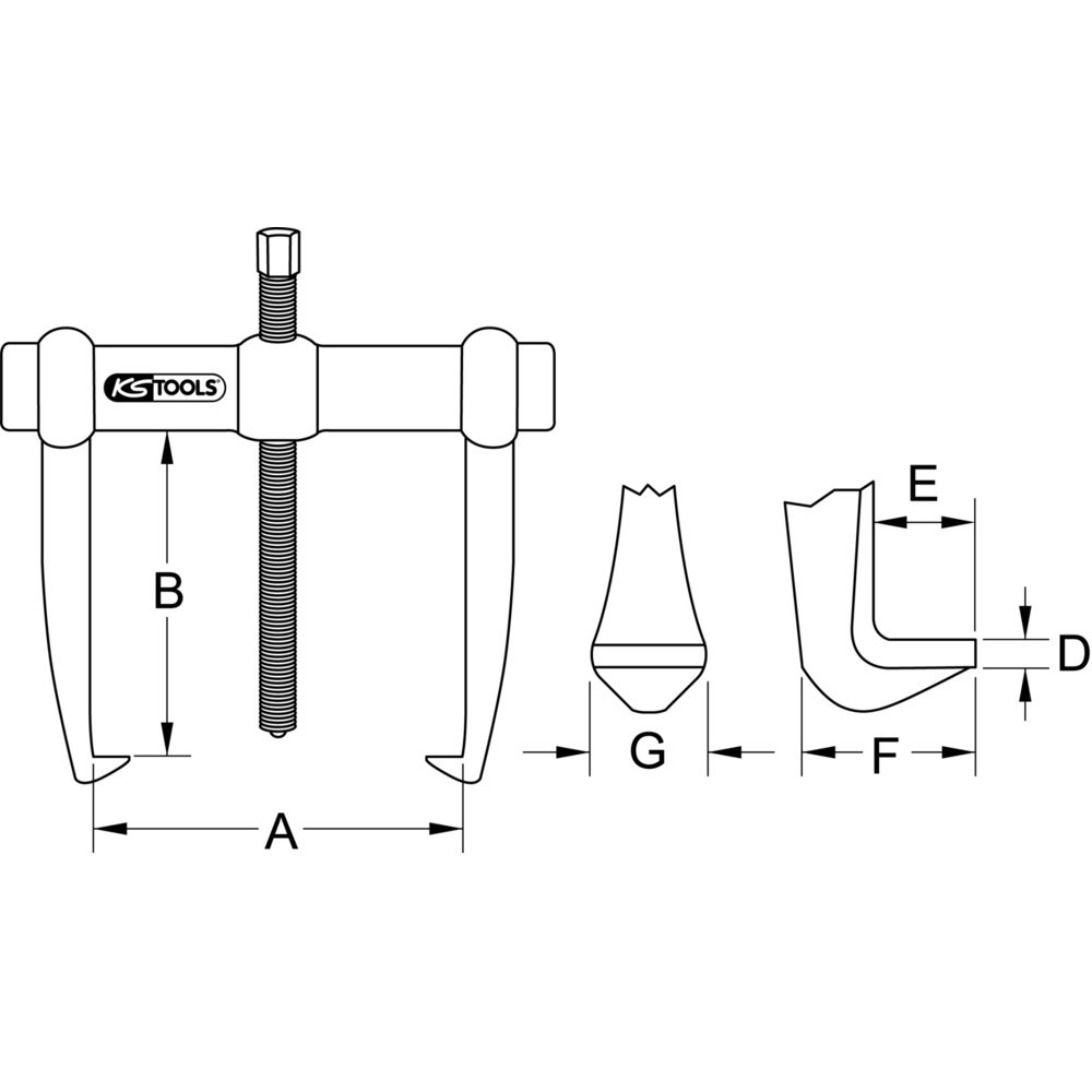 KS TOOLS Universal-Abzieher 2-armig mit Ganzstahlhaken, 15-80mm