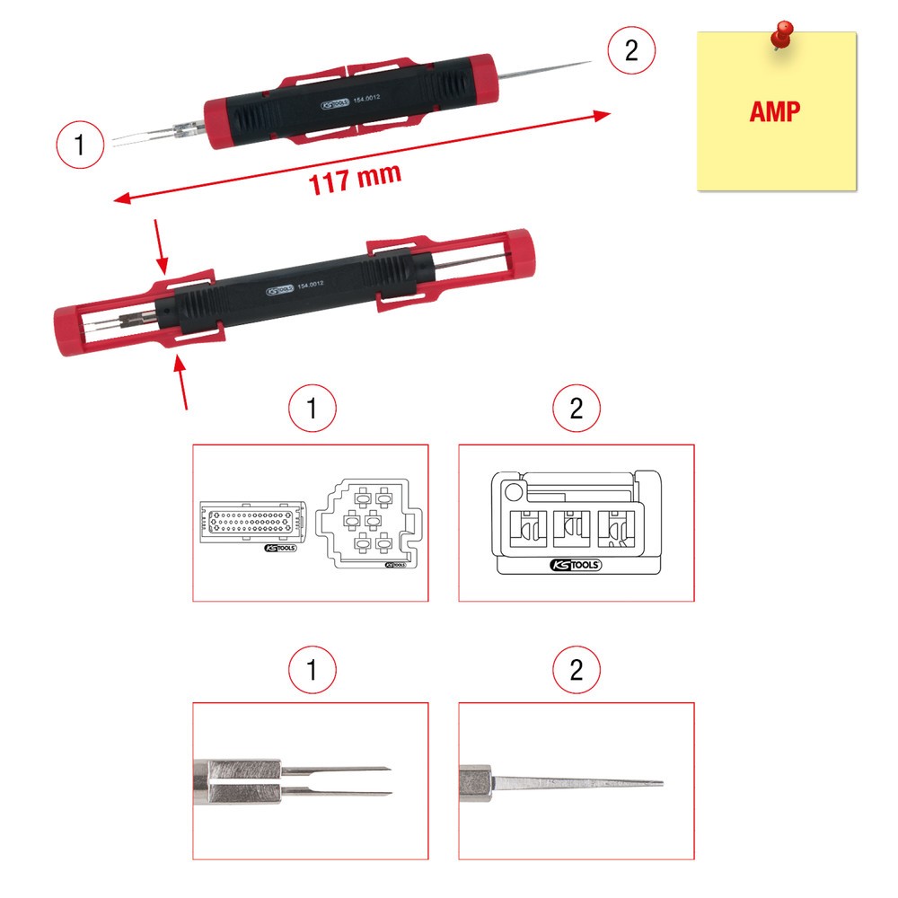 Produktabbildung Nr. 6: KS TOOLS Kabel-Entriegelungswerkzeug für Flachstecker und Flachsteckhülsen 1,6mm