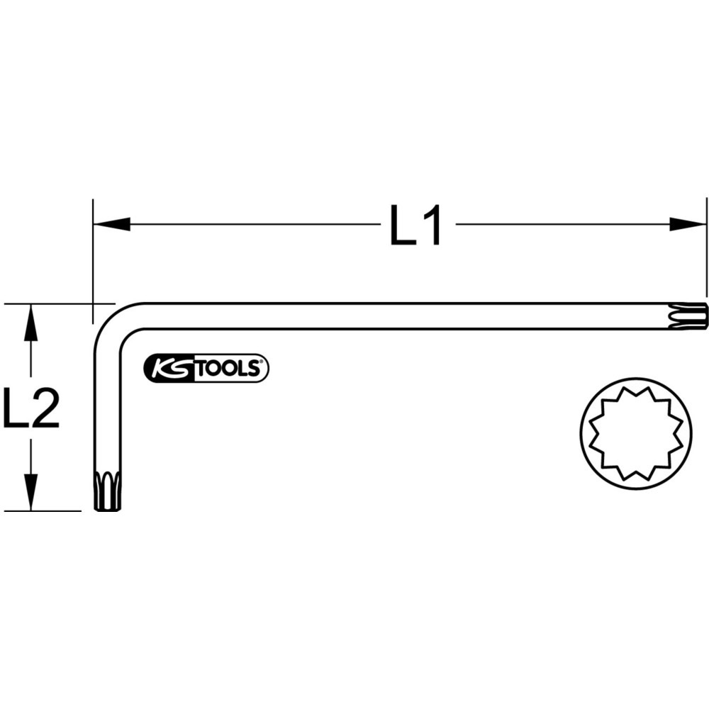KS TOOLS Vielzahn (XZN®)-Winkelstiftschlüssel, XL, M4