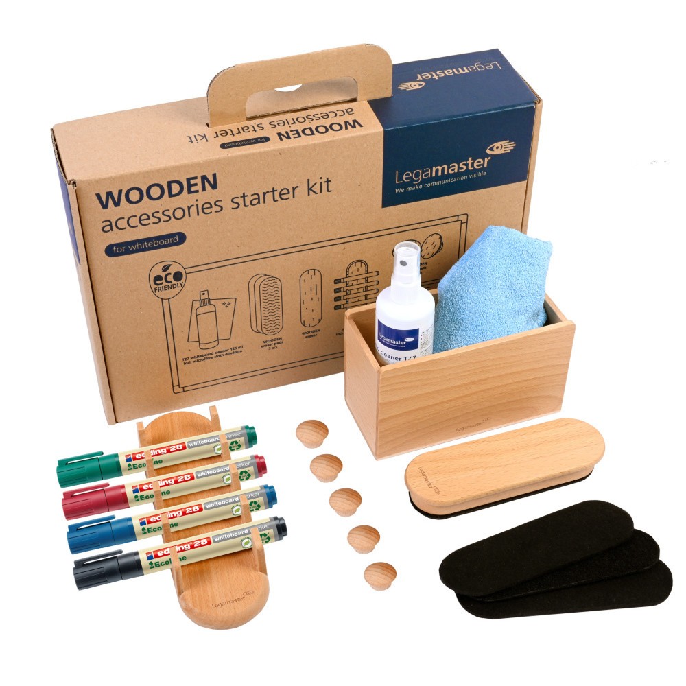 Produktabbildung: Legamaster Zubehörtset WOODEN, für Whiteboards, 17-teilig