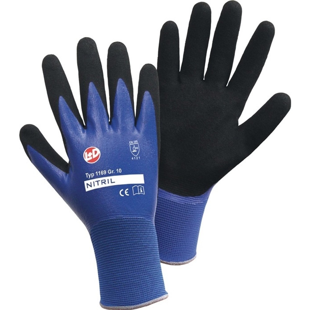 LEIPOLD+DÖHLE Handschuhe Nitril Aqua Gr.8 blau/schwarz