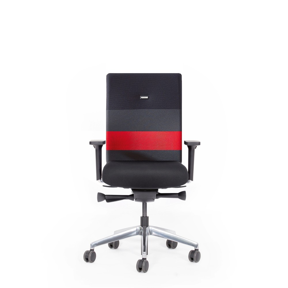 lento agilis AG10 Bürostuhl, schwarz, 100% Polyester, mit Kontraststreifen rot
