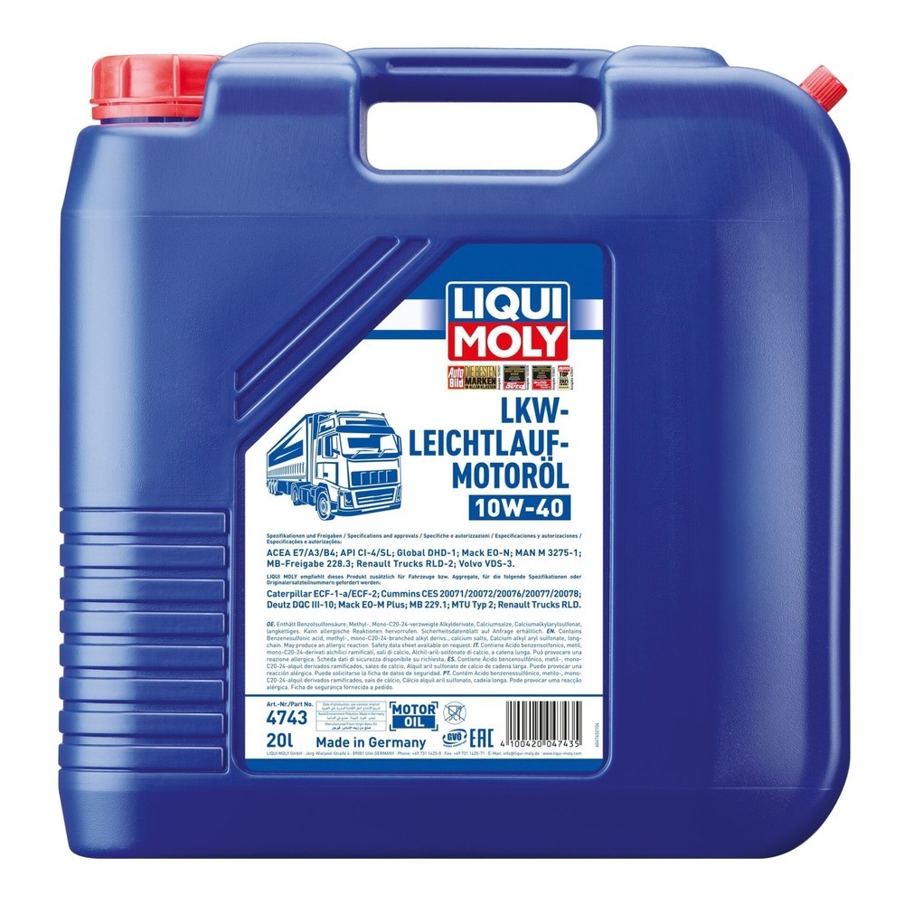 LIQUI MOLY LKW-Leichtlauf-Motoröl 10W-40 20 l