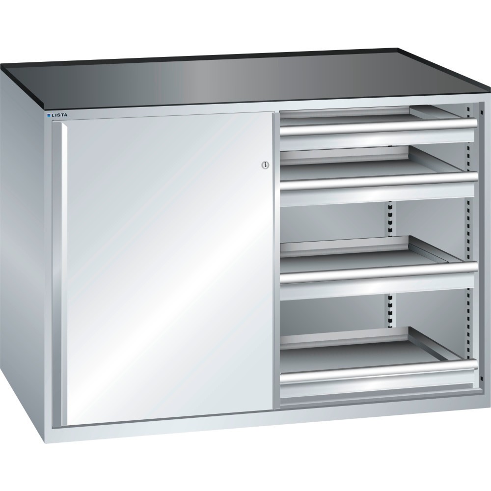 LISTA Beistellschrank 2x36x27E, (BxTxH) 1430x600x1020mm, 8 Schubladen, TK 200kg, lichtgrau