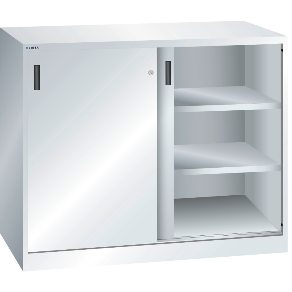 LISTA Beistellschrank mit Schiebetüren, (BxH) 1250x1000mm, 2 Verstellböden, Tiefe 500mm, lichtgrau