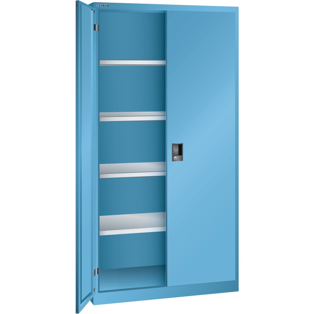 LISTA Flügeltürschrank, (BxTxH) 1000x500x1950mm, 4 Verstellböden, lichtblau, KEY Lock