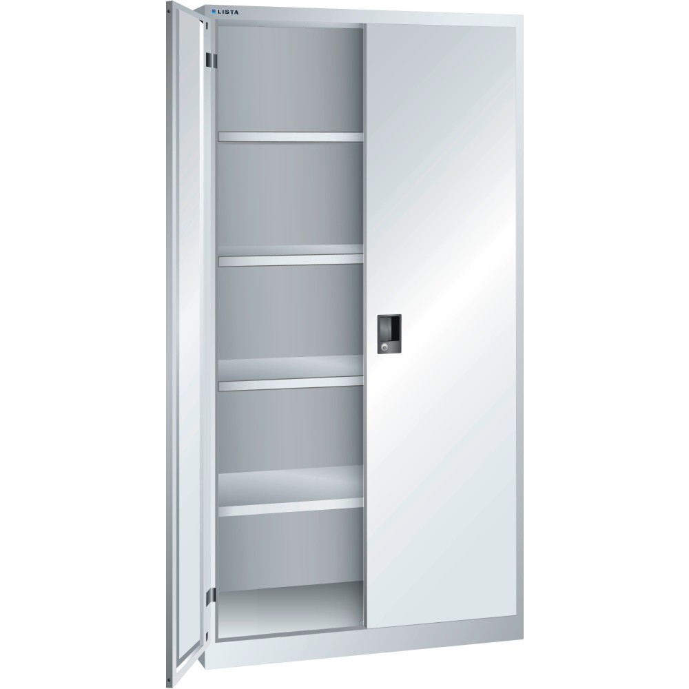 LISTA Flügeltürschrank, (BxTxH) 1000x400x1950mm, 4 Verstellböden, lichtgrau, CODE Lock