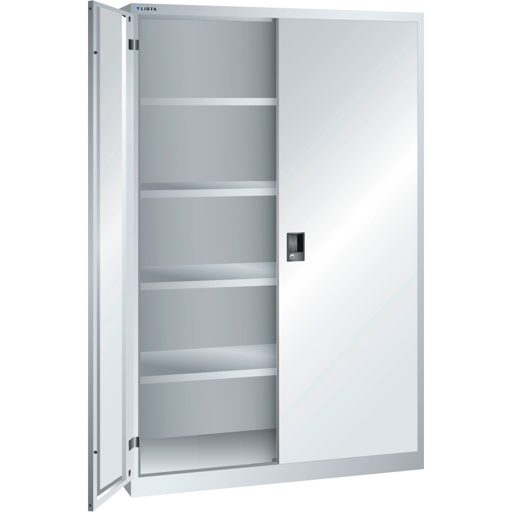 LISTA Flügeltürschrank, (BxTxH) 1250x580x1950mm, 4 Verstellböden, lichtgrau, CODE Lock