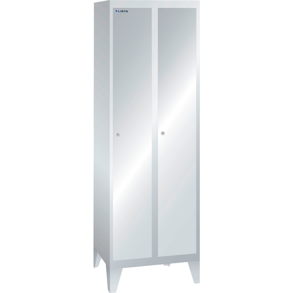 LISTA Garderobenschrank, (TxH) 500x1850mm, mit Füßen, 2 Abteile, Zylinderschloss