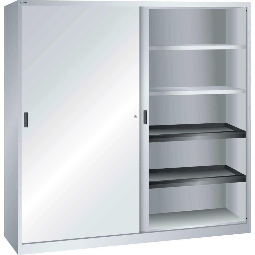 LISTA Schiebetürschrank, (BxTxH) 2000x580x1950mm, 4 Auszug-, 4 Verstellböden, lichtgrau