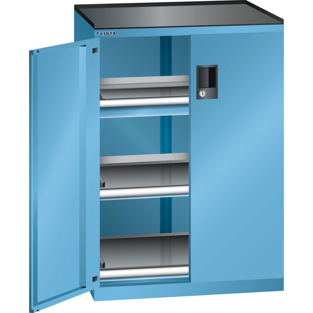 LISTA Schubladenschrank 36x27E, (BxTxH) 717x600x1020mm, 1 Schublade TK 200kg, 1 x 75, lichtblau, RFID Lock