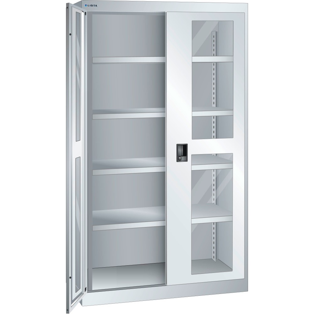 LISTA Schwerlastschrank 54x27E, (BxTxH) 1100x641x1950mm, Sichtfenster, lichtgrau, CODE Lock