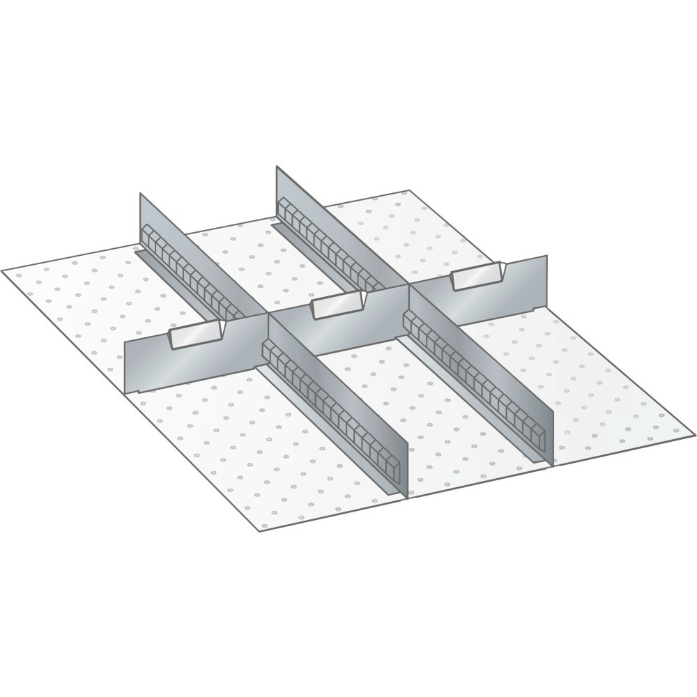 LISTA Set Schlitzwände und Trennbleche 27x36E, (BxT) 459x612mm, 2 Schlitzwände, 3 Trennbleche, für Fronthöhe 75mm