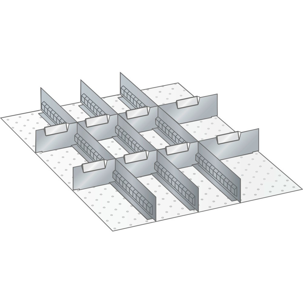 LISTA Set Schlitzwände und Trennbleche 27x36E, (BxT) 459x612mm, 3 Schlitzwände, 8 Trennbleche, für Fronthöhe 50mm