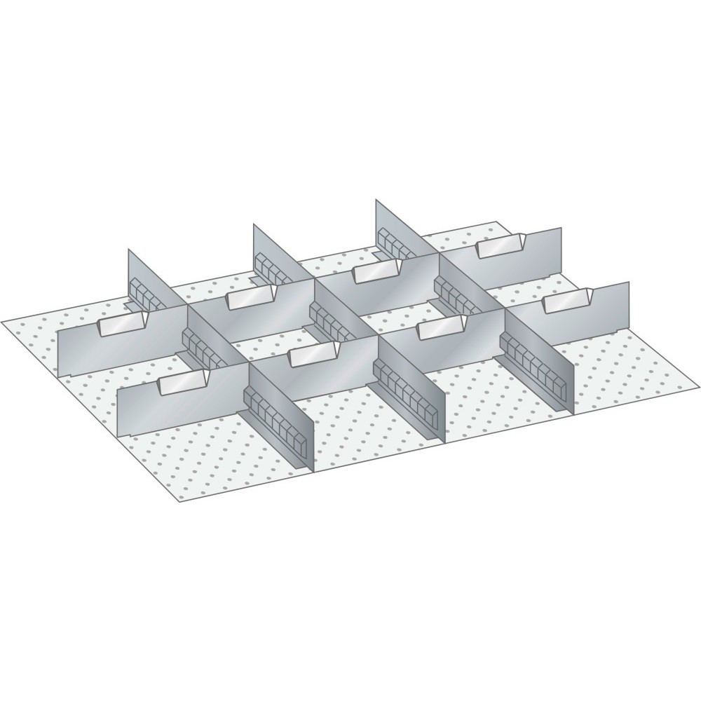 LISTA Set Schlitzwände und Trennbleche 36x27E, (BxTxFH) 612x459x75mm, 3 Schlitzwände, 8 Trennbleche