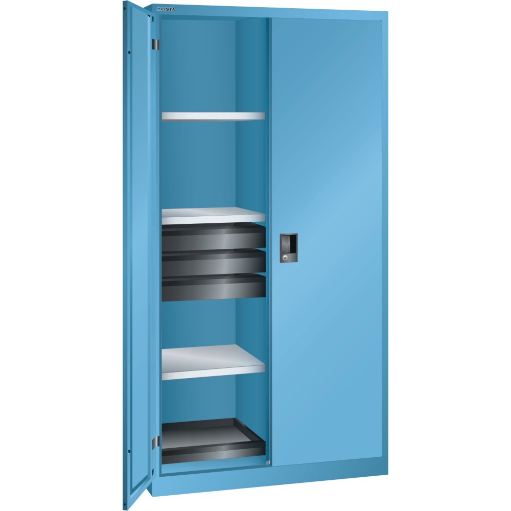 Produktabbildung: LISTA Werkzeugschrank, (BxTxH) 1000x580x1950mm, 2 Auszüge, 6 Schubladen, lichtblau, KEY Lock