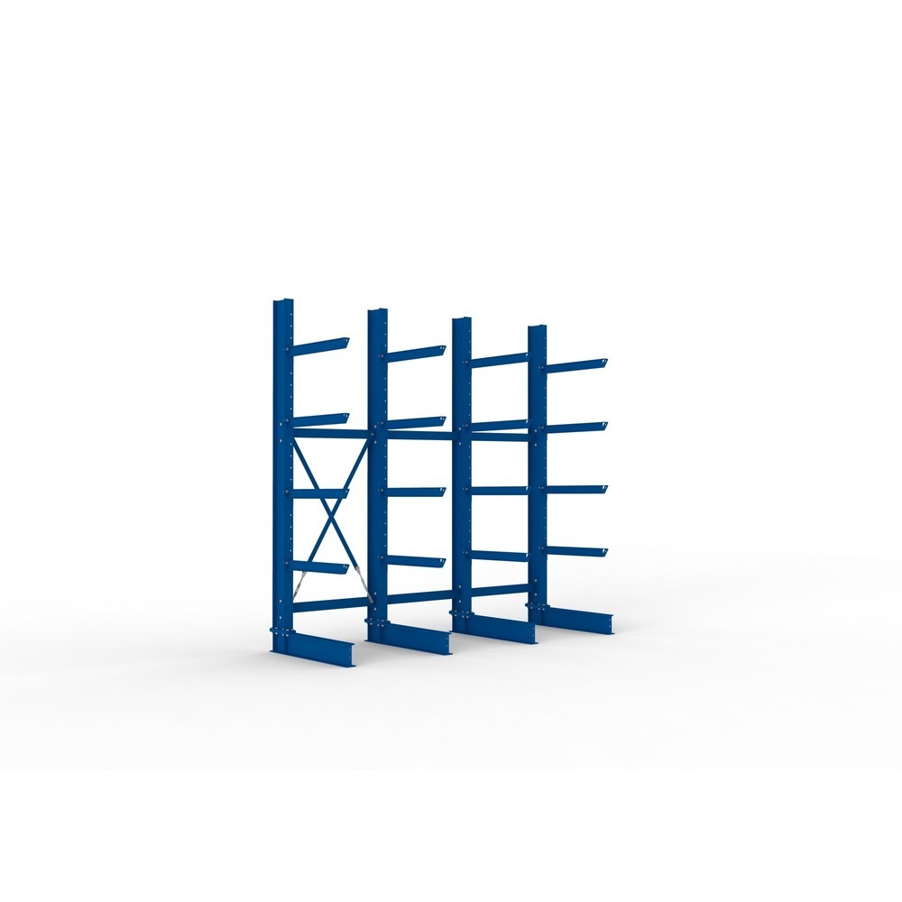 Produktabbildung Nr. 1: META Komplettpaket Schwerlast-Kragarmregal, einseitig, Tragkraft pro Arm 630 kg, HxBxT 3.000 x 3.090 x 1.135 mm, 4 Ständer