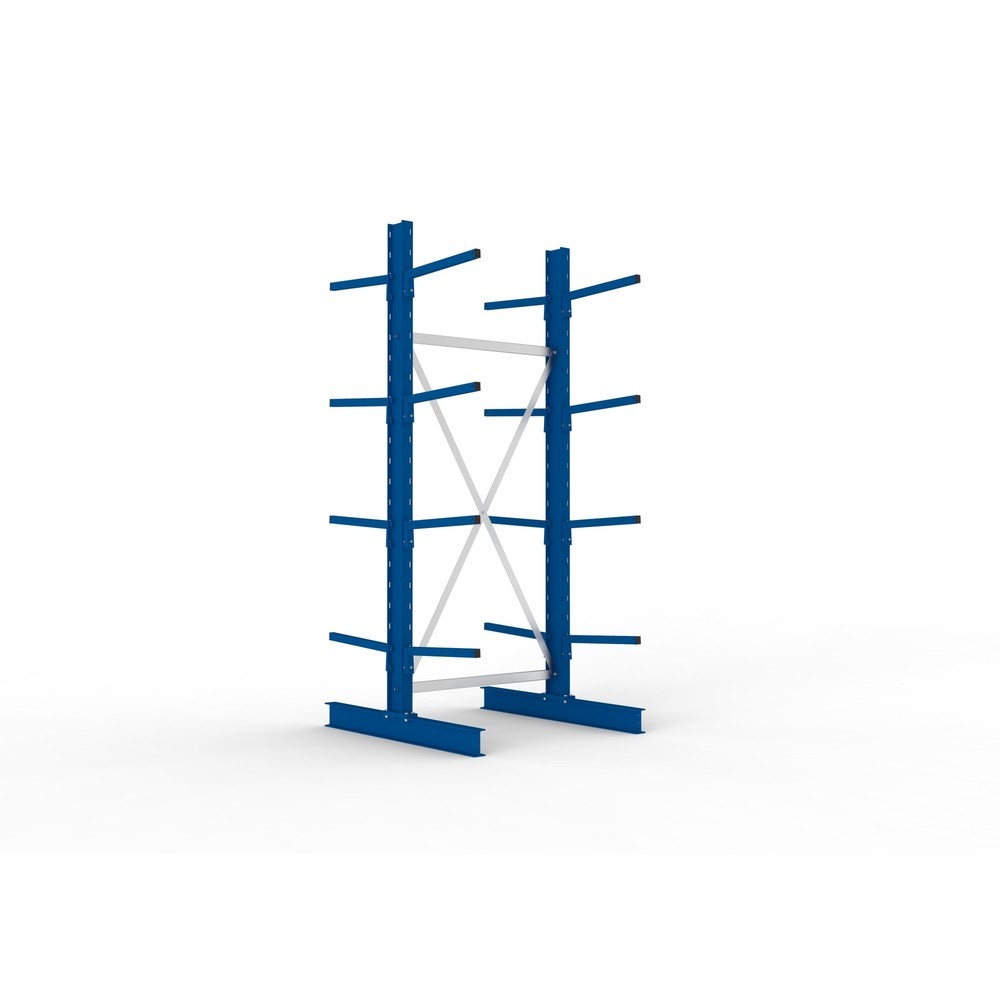 META Kragarmregal Grundfeld, doppelseitig, Tragkraft pro Arm 175 kg, HxBxT 2.500 x 1.094 x 1.220 mm