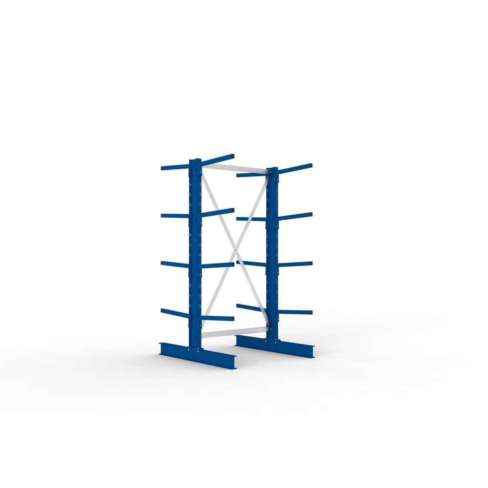 META Kragarmregal Grundfeld, doppelseitig, Tragkraft pro Arm 175 kg, HxBxT 2.000 x 1.094 x 1.220 mm