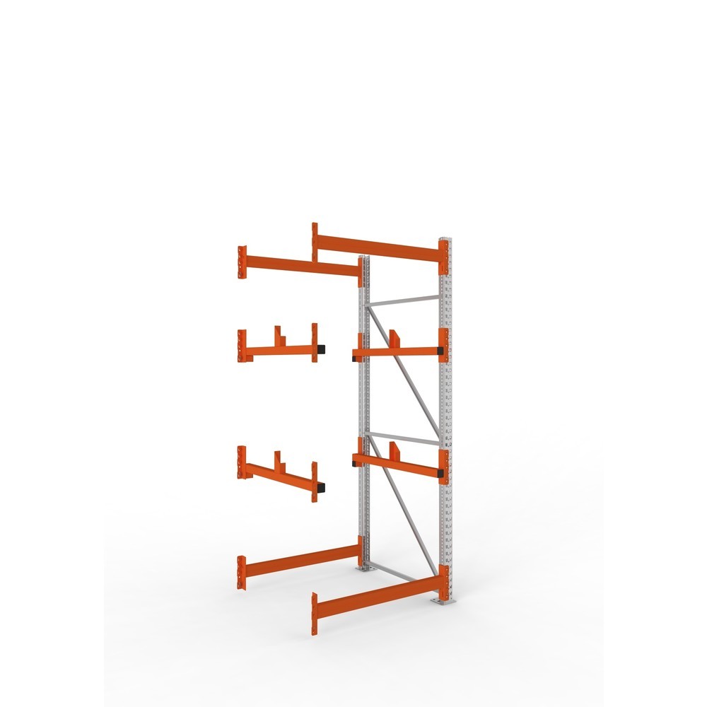 META MULTIPAL Kabeltrommelregal Typ 1, AF, HxBxT 2.700 x 1.100 x 1.100 mm, verzinkt, RAL 2001 rotorange, mit 2 Trommelaufnahmen, ohne Achsen, mit Kabeltrommelauflage