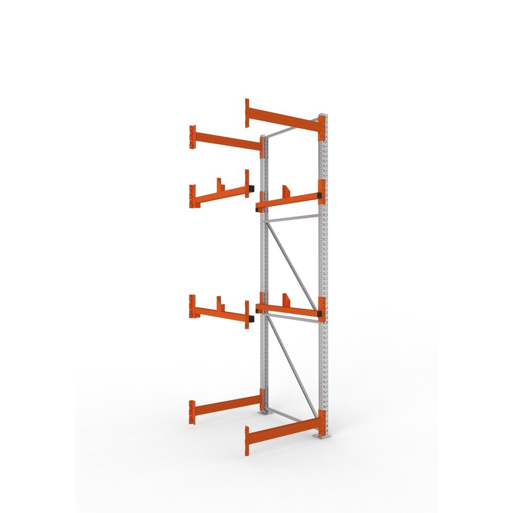 META MULTIPAL Kabeltrommelregal Typ 1, AF, HxBxT 3.300 x 900 x 1.100 mm, verzinkt, RAL 2001 rotorange, mit 2 Trommelaufnahmen, ohne Achsen, mit Kabeltrommelauflage