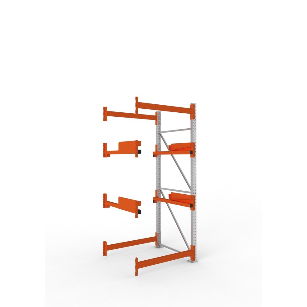 META MULTIPAL Kabeltrommelregal Typ 2, AF, HxBxT 2.700 x 1.100 x 1.100 mm, verzinkt, RAL 2001 rotorange, mit 2 Trommelaufnahmen, ohne Achsen, mit Kabeltrommelauflage