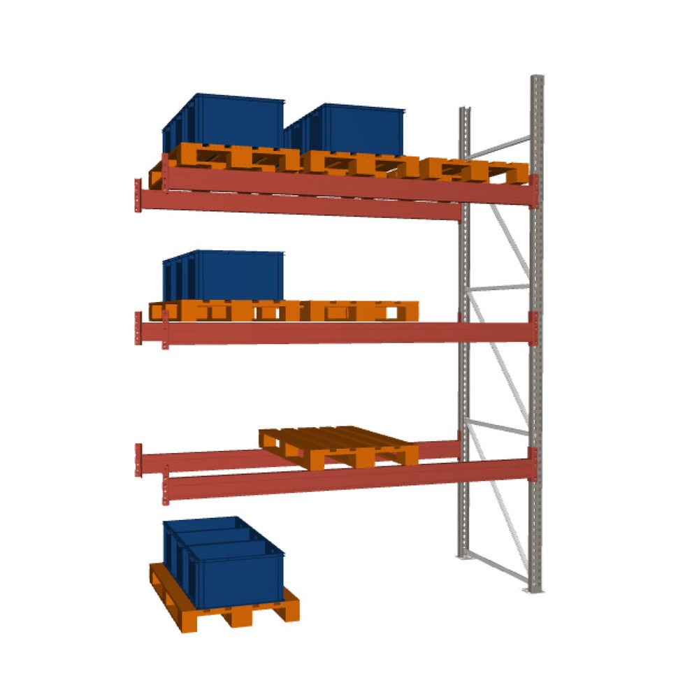 META MULTIPAL  Palettenregal , Anbaufeld, Fachlast 3.750 kg, 12 Palettenplätze, 3,8 m Höhe