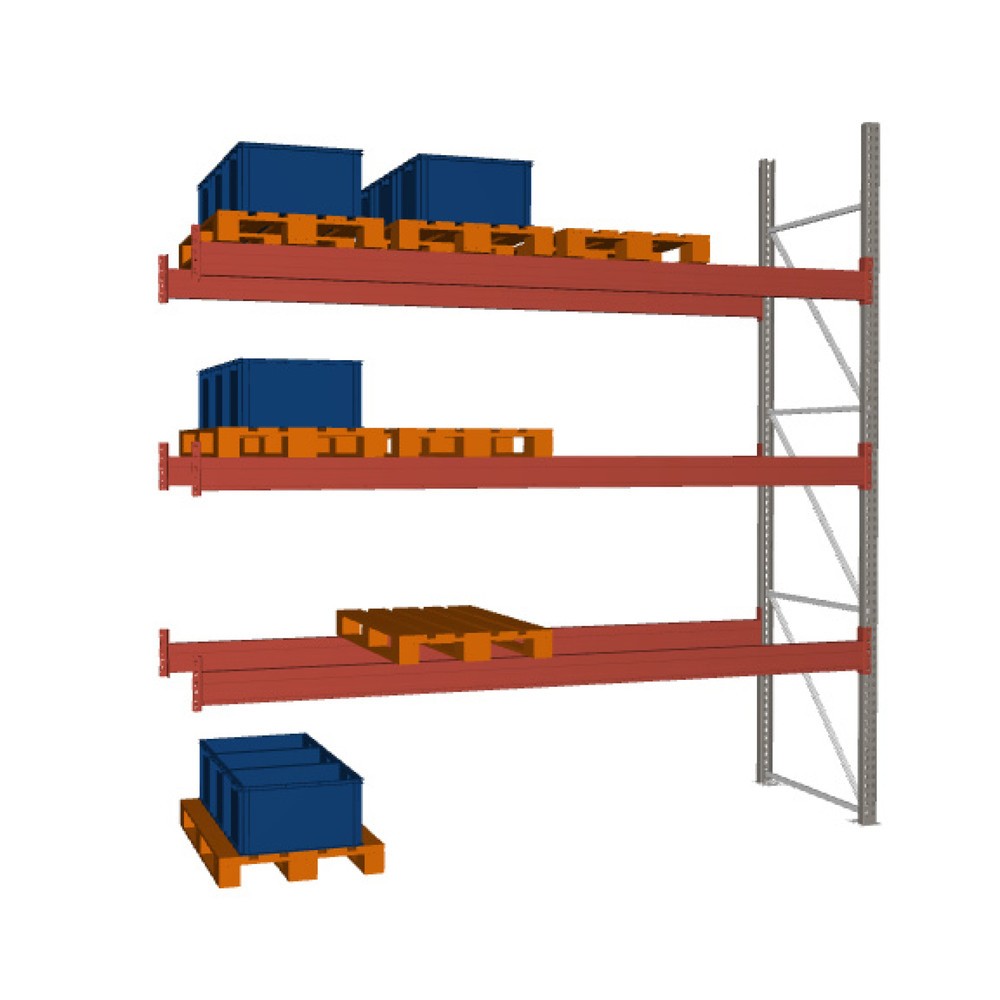 META MULTIPAL  Palettenregal , Anbaufeld, Fachlast 3.880 kg, 16 Palettenplätze, 3,8 m Höhe