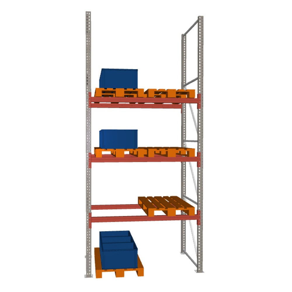 META MULTIPAL Palettenregal , Fachlast 2000 kg, 8 Palettenplätze, 4,4 m Höhe, 1 Feld