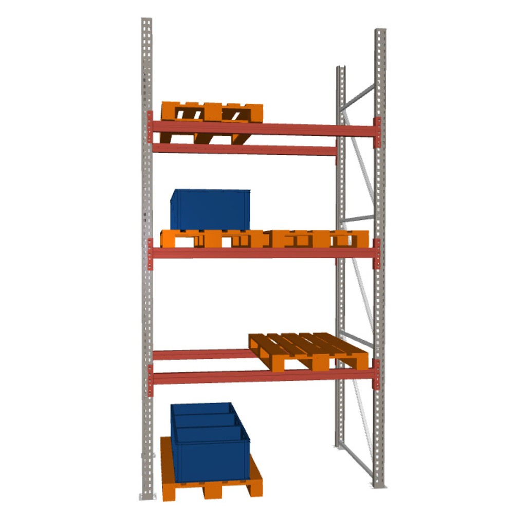 META MULTIPAL Palettenregal , Fachlast 2000 kg, 8 Palettenplätze, 3,8 m Höhe, 1 Feld
