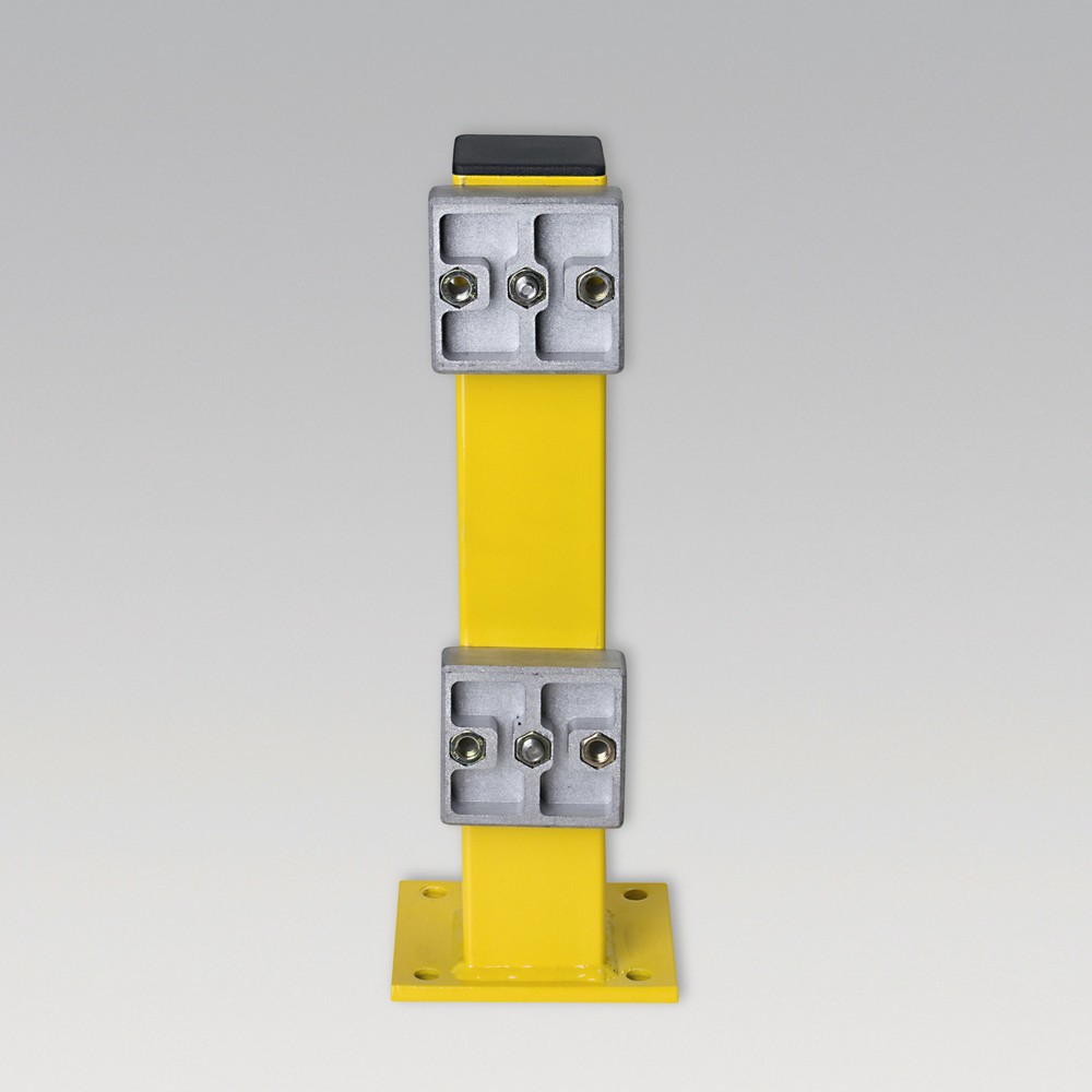 Standpfosten für Schutzplanken C-Profil, Außeneinsatz, Höhe 465 mm, gelb
