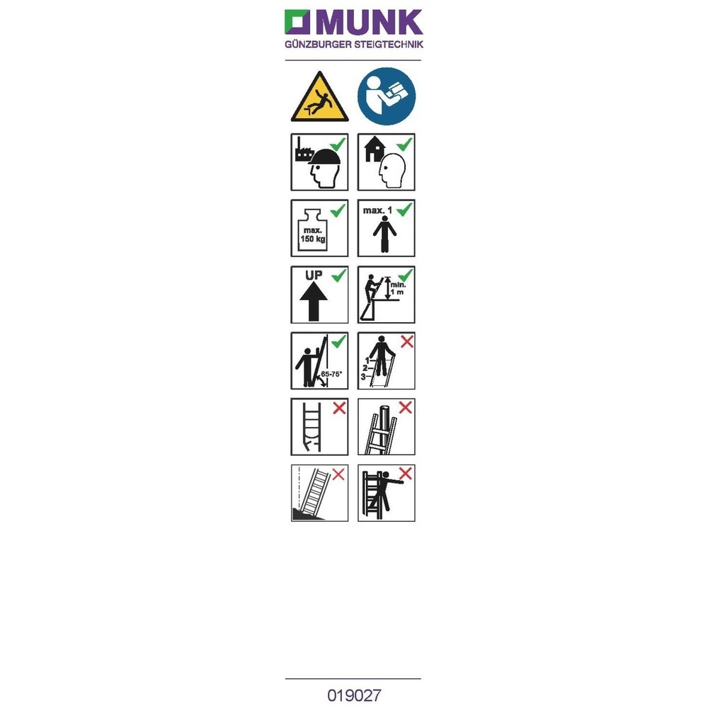 Produktabbildung: Munk Sprossen-Aufkleber für Mehrzweckleiter (Stop) Aufkleber 19087