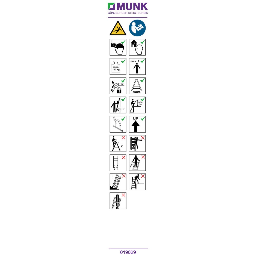Munk Hinweis-Aufkleber für Klappleitern 2-teilig Aufkleber 19029
