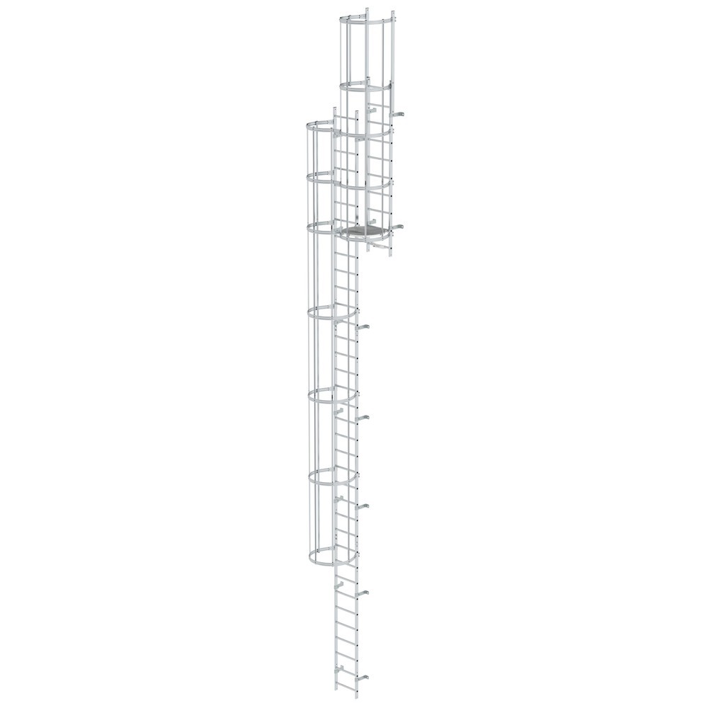 Munk Mehrzügige Steigleiter mit Rückenschutz (Bau) Aluminium blank 11,84m