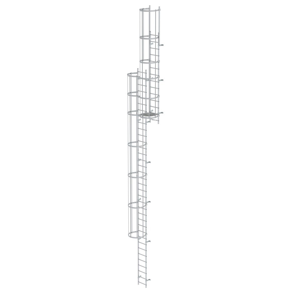 Munk Mehrzügige Steigleiter mit Rückenschutz (Bau) Aluminium eloxiert 12,96m