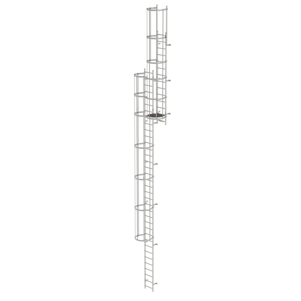Munk Mehrzügige Steigleiter mit Rückenschutz (Bau) Edelstahl 12,96m