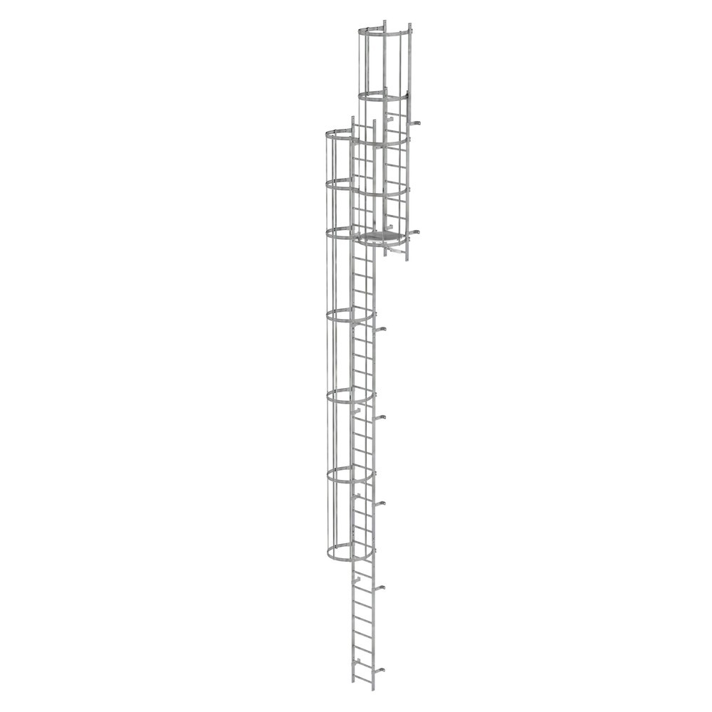 Munk Mehrzügige Steigleiter mit Rückenschutz (Bau) Stahl verzinkt 11,84m